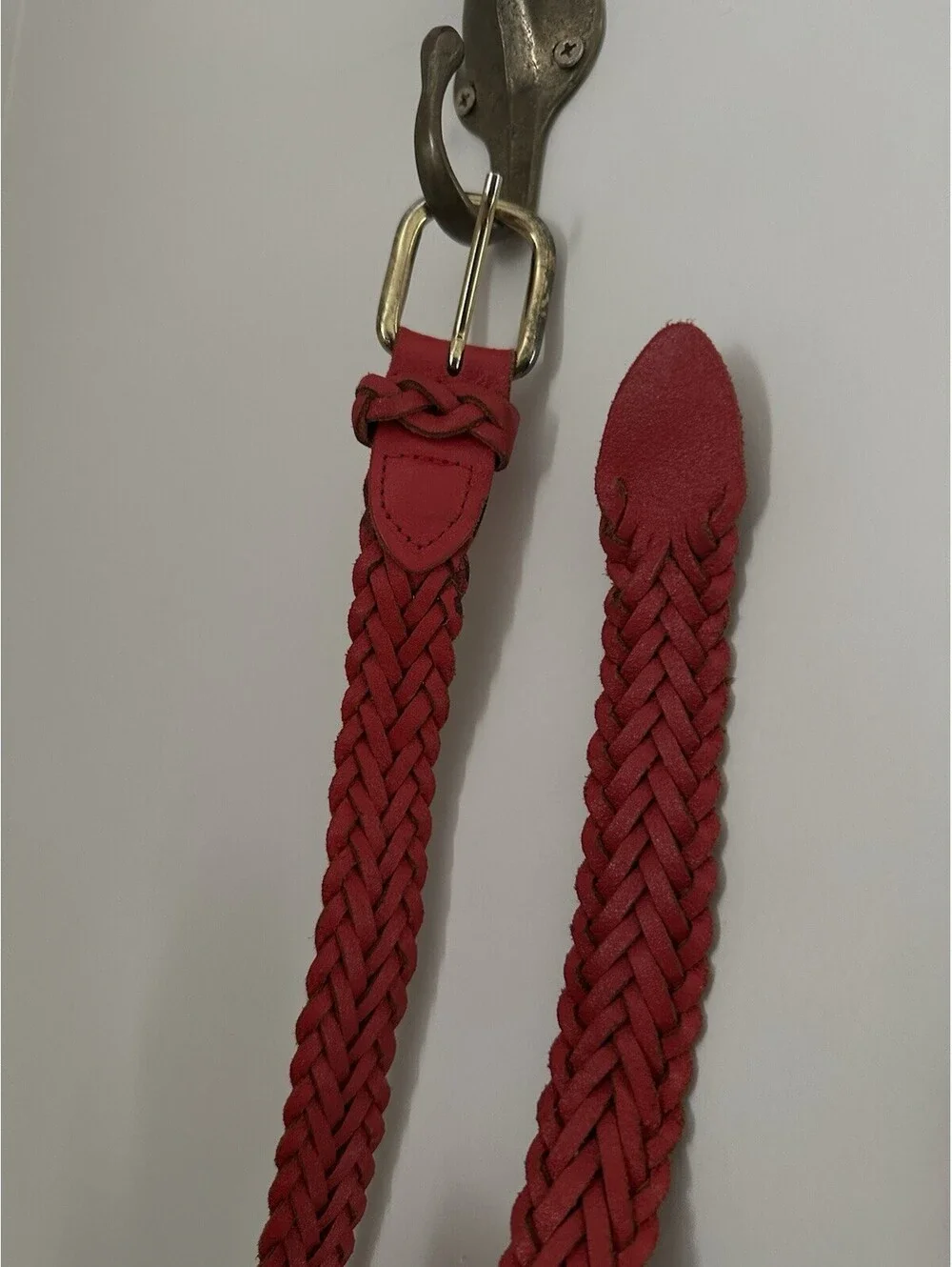 Capezio Argentina Braided Leather Belt – Red – Made in Argentina